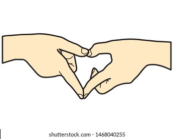 vector drawing hands heart shape.