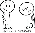Vector drawing of happy and sad cartoon character