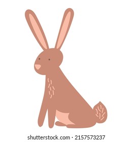 Vector drawing of a hare or rabbit in boho style on a white background. Clipart for logo, booklet, business card, design