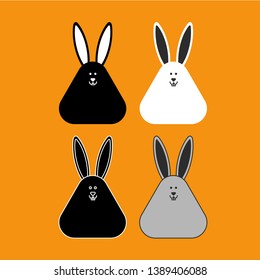 Vector drawing hares four pieces color black gray white