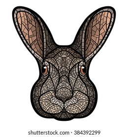 Vector drawing head of a rabbit, hare