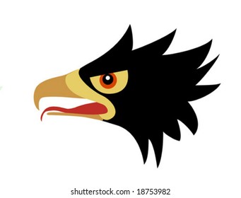 vector drawing head of the ravenous bird