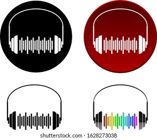 Vector drawing headphones logo set