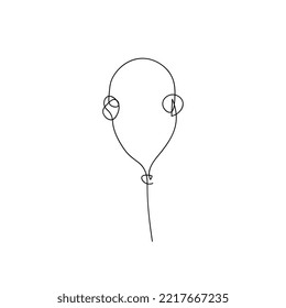 Dibujo vectorial de auriculares en la cabeza en una línea. Minimalismo. Grandes audífonos.