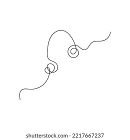Vector drawing of headphones on the head in one line. Minimalism. Big headphones.