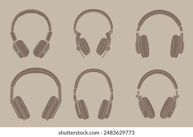 Vector drawing of headphones on a light background. Technical aesthetics and modern design. Clear, smooth lines add volume to the image, creating a unique effect that attracts attention.