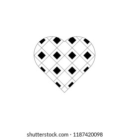 Vector drawing heart chessboard, color black flat style