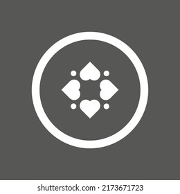 Corazón de dibujo vectorial, en color de círculo blanco estilo plano