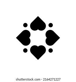 Corazón de dibujo de vectores, color negro estilo plano