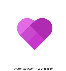 Vector drawing heart, color purple flat style