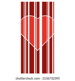 Vector que dibuja el corazón a partir de rayas de color rojo