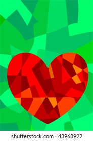 Vector drawing of heart of the flap. Green background