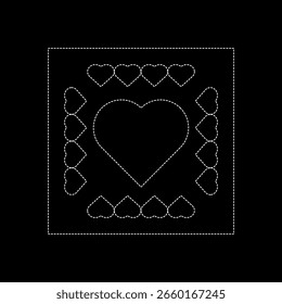Vector drawing heart heartbeat, dotted line color white flat style