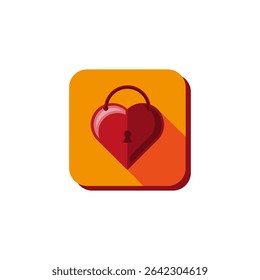 Vector drawing heart. Icon heart in the form of a lock, color red flat style