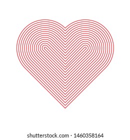 Vector drawing heart inside circles abstraction, color red flat style