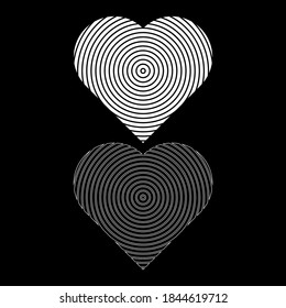 Vector drawing heart inside circles abstraction color white
