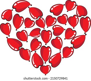 vector drawing heart shape balloons design