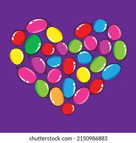 fondo de diseño de globos de forma de corazón de dibujo vectorial