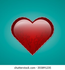 Vector drawing of a heart shape with the barbed wire. EPS 10