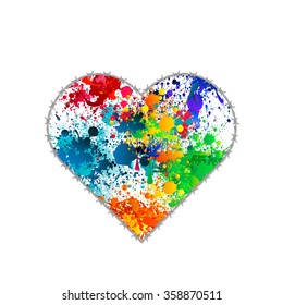 Vector drawing of a heart shape with the barbed wire.