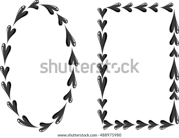 Vector Drawing Heart Shape Border Stock Vector Royalty Free 488975980 8110