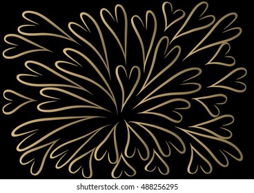 vector drawing heart shape set