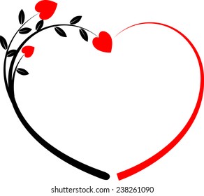 vector drawing heart shape and tree icon