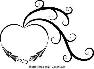 vector drawing heart shape and tree icon