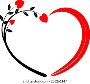 vector drawing heart shape and tree icon