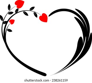 vector drawing heart shape and tree icon