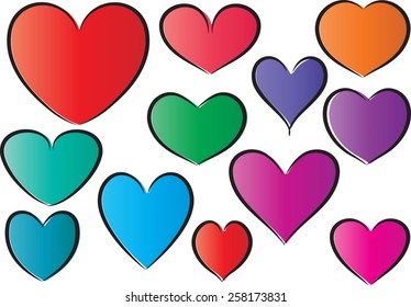 Heart Color Set Icons Vector Illustrations Stock Vector (Royalty Free ...