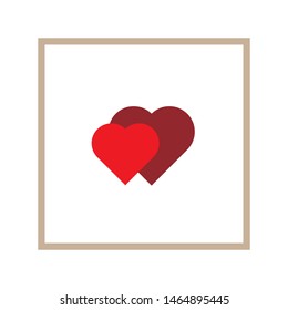 Vector drawing heart, silhouette two pieces color red flat style