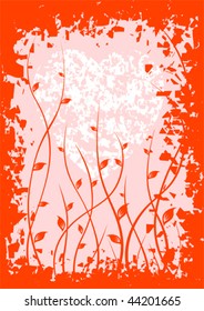 Vector drawing heart and trees. Image for the background