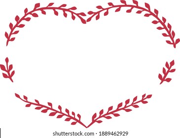 Vector drawing heart from twigs. Love symbol.