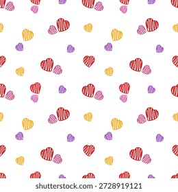 Dibujo de Vector, corazones garabatos de niños. Creado para impresión, decoración, vacaciones, Web