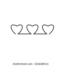 Vector drawing hearts color black flat style 