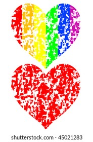Vektorgrafik von Herzen auf weißem Hintergrund. Symbole und Symbole