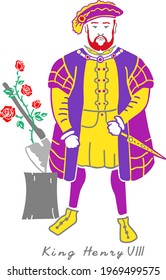 vector drawing of Henry the Eighth and the block with an axe