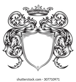 Vector Drawing Heraldic Shield Line Art Stock Vector (Royalty Free ...