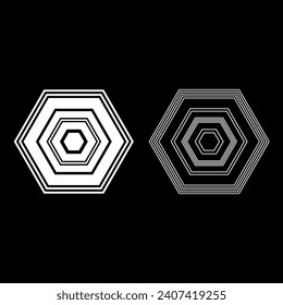 Hexágono de dibujo vectorial, color de contorno y de silueta blanco