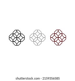 Vector drawing hexagon rhombus, color black gray red flat style 
