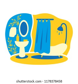 Vector drawing of home interiors. Bathroom. Peace and comfort