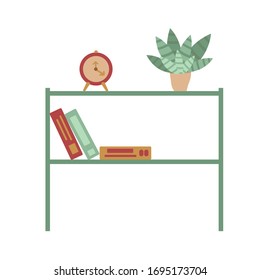Vector drawing of a home shelf with books.