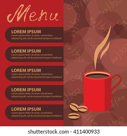 Vector drawing of a hot Cup of coffee procurement for printed materials brochure, leaflet, flyer corporate style cafe and restaurant