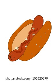 a vector drawing of a hotdog