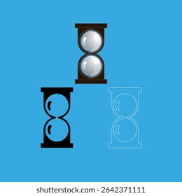 Vector drawing hourglass, three pieces flat style