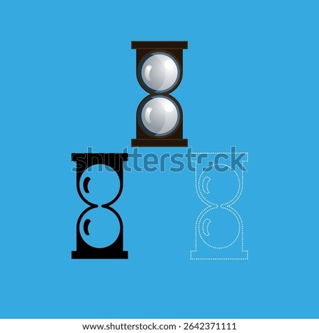 Vector drawing hourglass, three pieces flat style