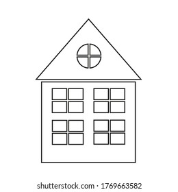 Vector drawing house, contour flat style