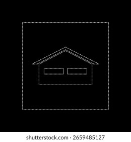 Vector drawing house, dotted line color white flat style 