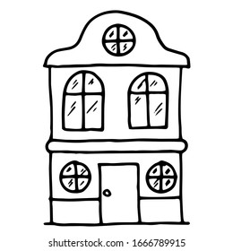 
Casa de dibujo del vector. Esbozo en papel. Arquitectura, cabaña